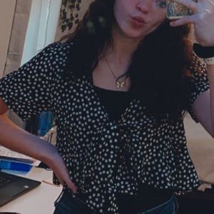 Wrap Top (Black with white flowers)